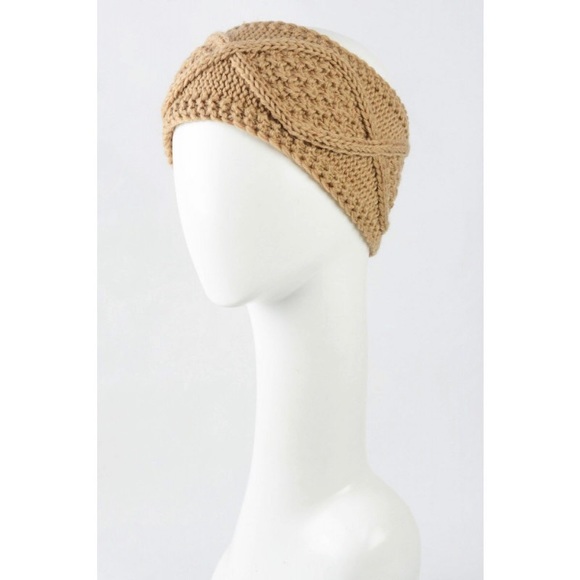 Taupe Diamond Knit Wide Headband - Picture 3 of 3