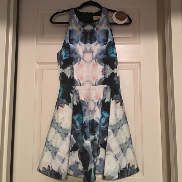 NWOt Keepsake mirrored fit n flare high neck dress