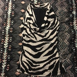 Zebra halter/racerback,Lace-back zebra print soft