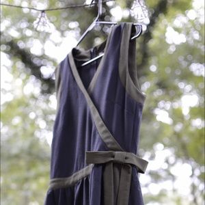 Navy and green retro-style dress