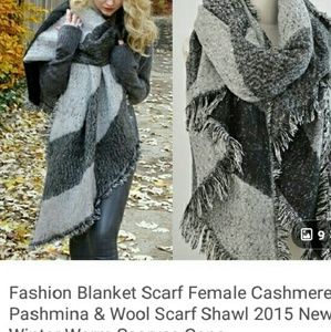 CASHMERE PONCHO GRAY'S COLORS SCARF WRAP