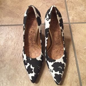 Loft Black & White Flower Heels