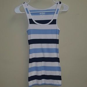 Blue and white striped tank top
