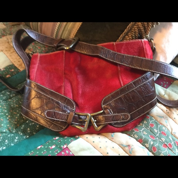Red cow hide purse