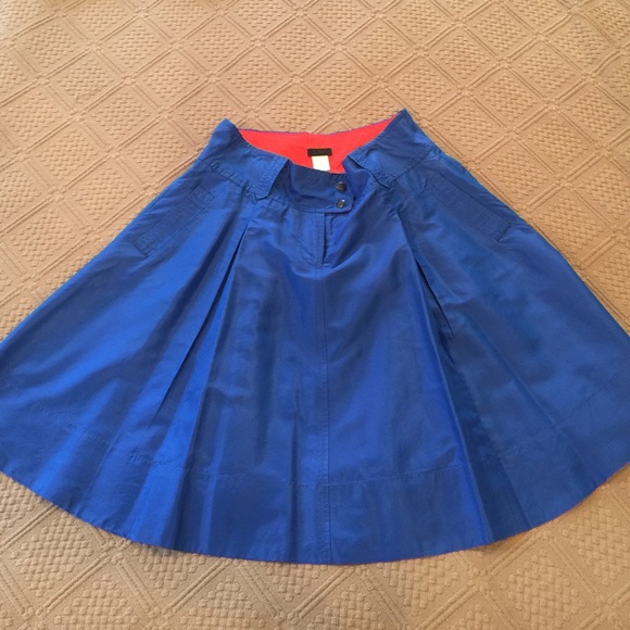 J crew royal blue silk circle skirt with pockets