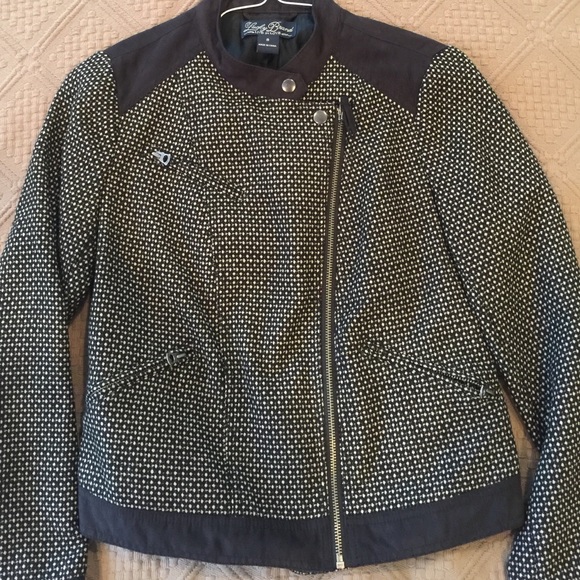 Lucky brand Moto jacket wool blend black white - Picture 4 of 4