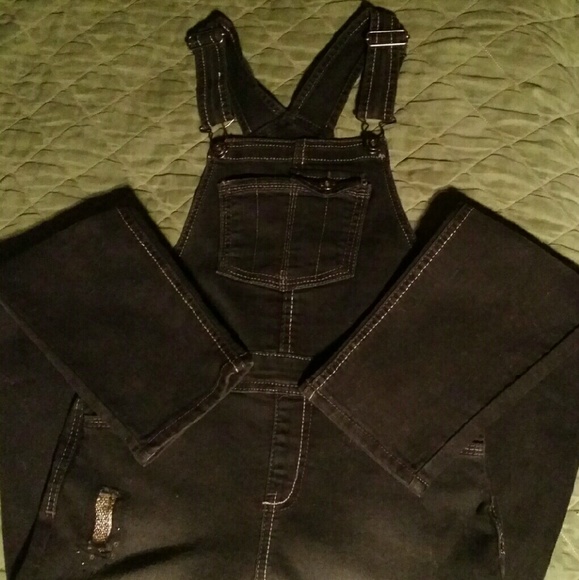Girls Black Overalls Size 10/12