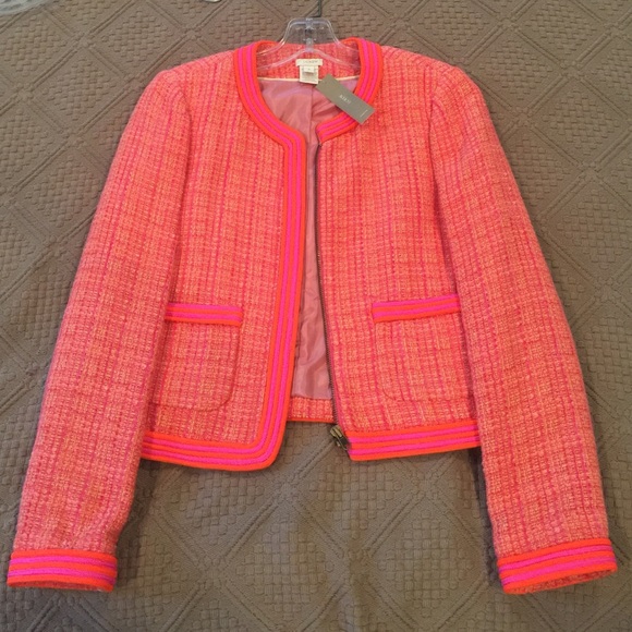NWT j crew neon boucle jacket spring tweed
