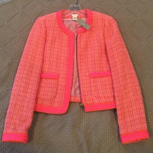 NWT j crew neon boucle jacket spring tweed