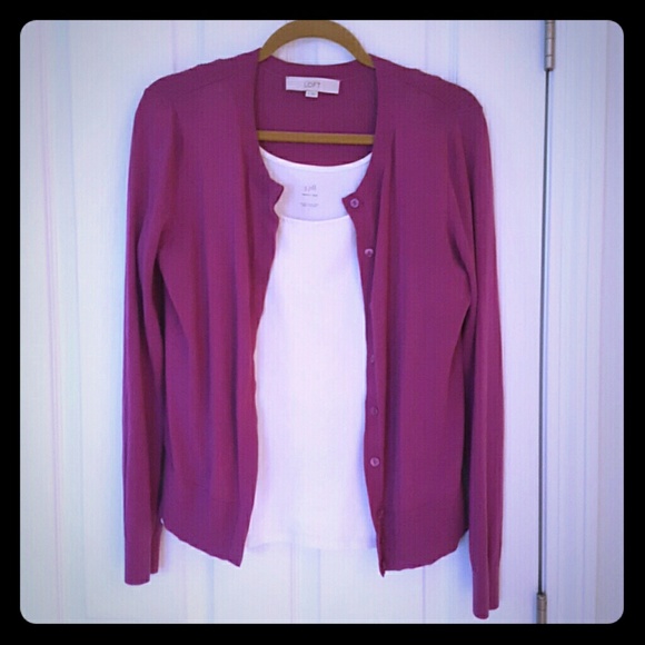 SOLD Loft Fuschia Cardigan - Picture 1 of 3
