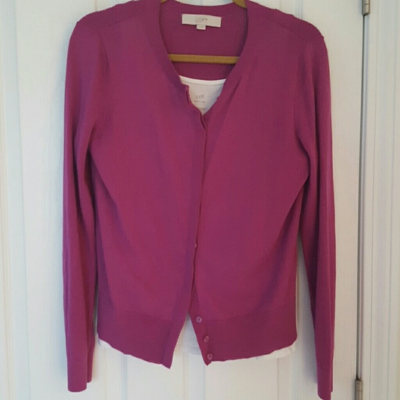 SOLD Loft Fuschia Cardigan - Picture 3 of 3