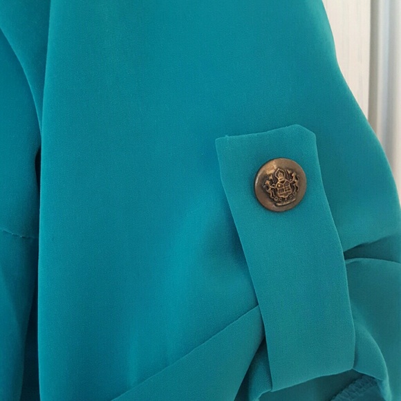 Teal Blouse with Buttoned Sleeves - Picture 2 of 2