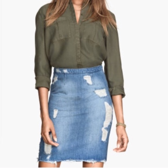 Denim ripped skirt H&M