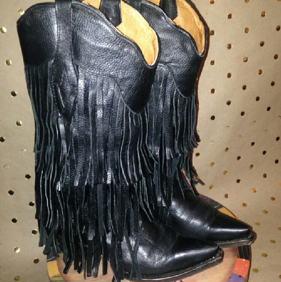 Black Fringe Cowboy Boots