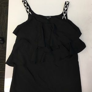 Black tank with beaded straps