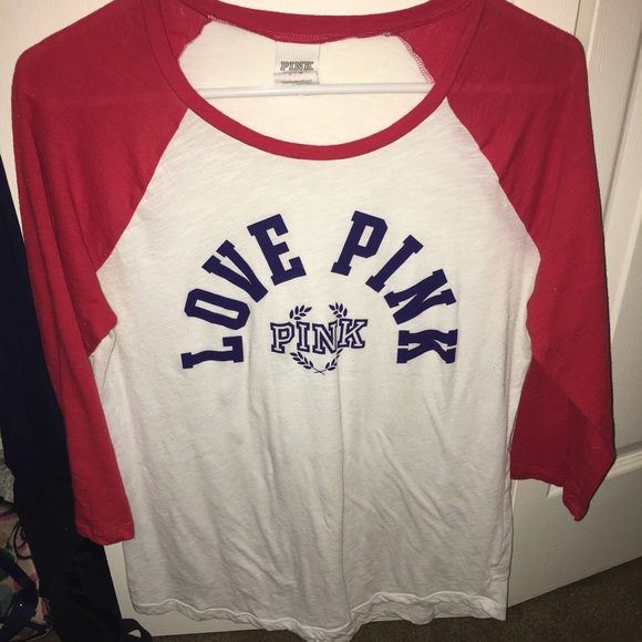 PINK 3/4 baseball tee