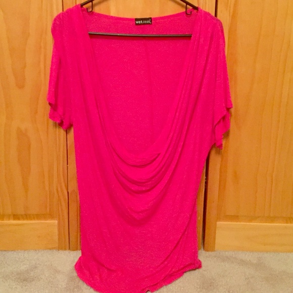 Hot pink open-front top