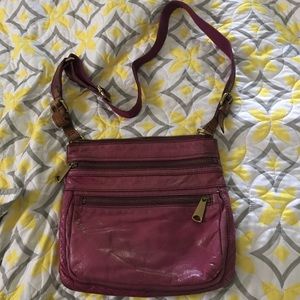 Pink Fossil Tri Zipper Purse