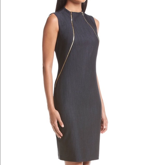 CK Sheath Dress w/Gold Zippers on Neckline - Picture 3 of 3