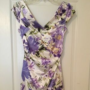 Maggy London Floral Stretch Satin Sheath Dress