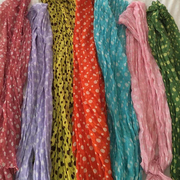 Lot of fun scarves! Total of 7 polka dot scarves