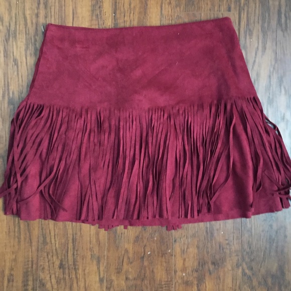 Fringe suede skirt