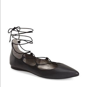BP Katrina black faux leather lace up flats