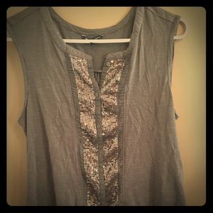 Button down shirt with sequences , sleeveless