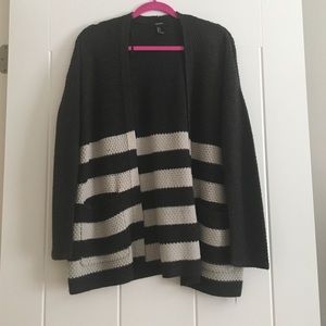 F21 gray oversized sweater with white stripes