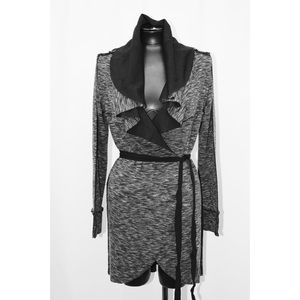 Kenzie Long Cardigan Open Front Black combo