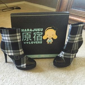 HaraJuku Lovers Platform Plaid Stiletto Booties
