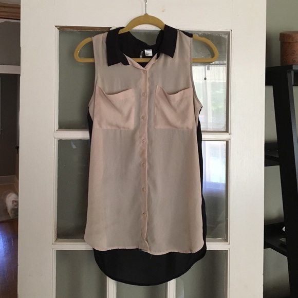 Sleeveless Sheer Button Up