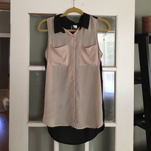Sleeveless Sheer Button Up