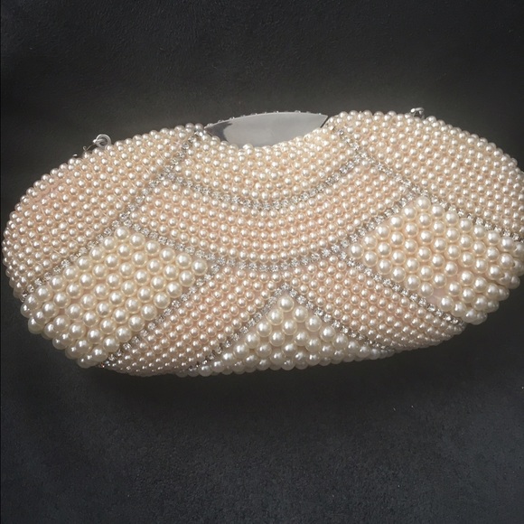 Pearl and rhinestone clutch