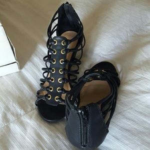 Black Wedge Sandals