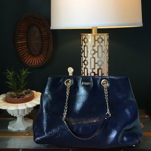 Kate Spade Navy Blue patent leather shoulder bag.