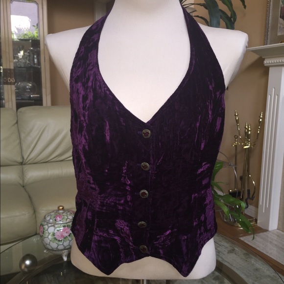 Vintage Betsey Johnson crushed velvet halter L