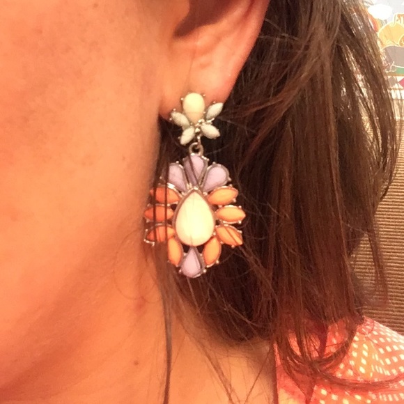 Chandelier coral and lavender earrings