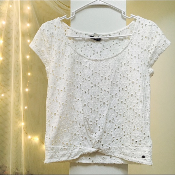White eyelet top
