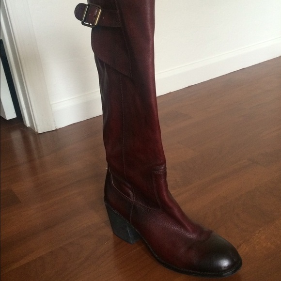Leather knee high boots