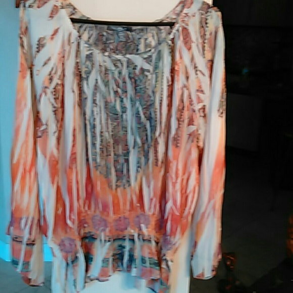 Long sleeve multi color blouse