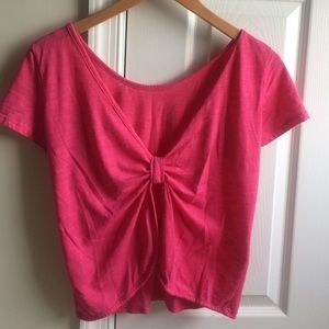 TWO open back bow tied shirts