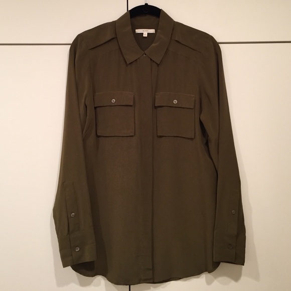Eliot label from Madewell silk top sz SM Olive col