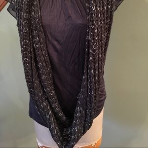 Francesca's infinity scarf. Charcoal gray wsilver