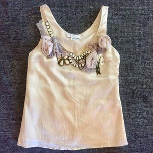 Anthropologie silk embellished top.