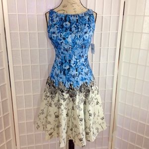 Blue & White Floral Dress NWT