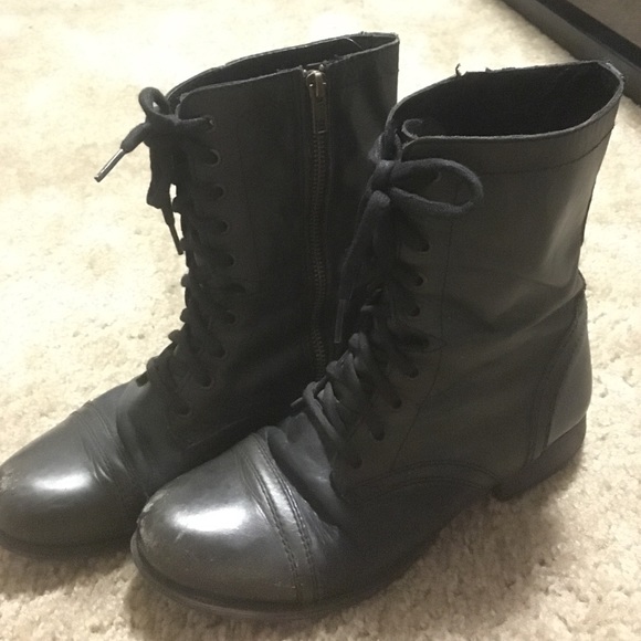 Steve Madden Troopa Black Combat Boots