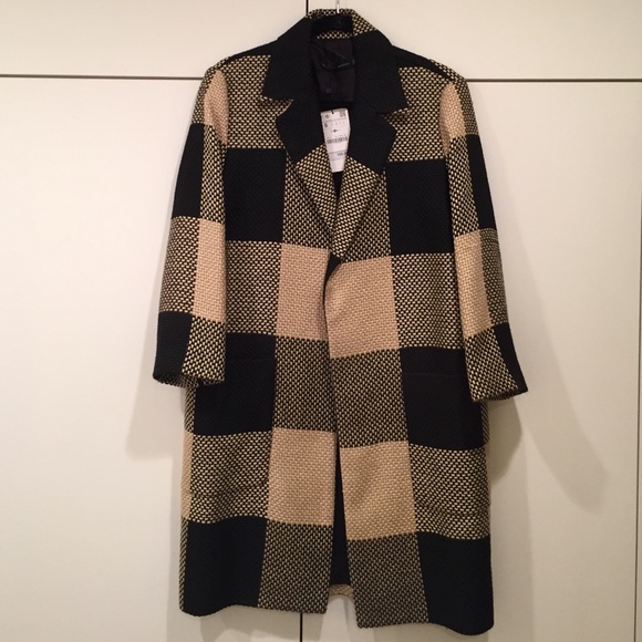 Zara windowpane plaid coat