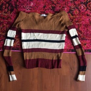 Striped off the shoulder tee