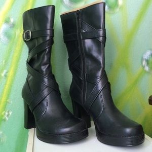 Black heeled boots